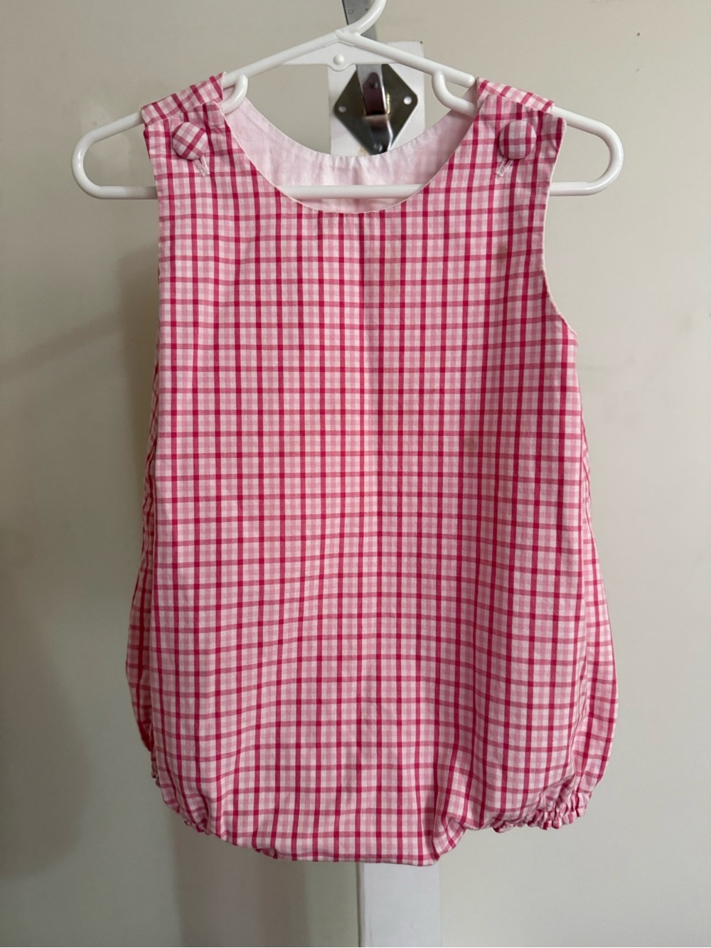New Creations Pink Plaid Bubble Romper